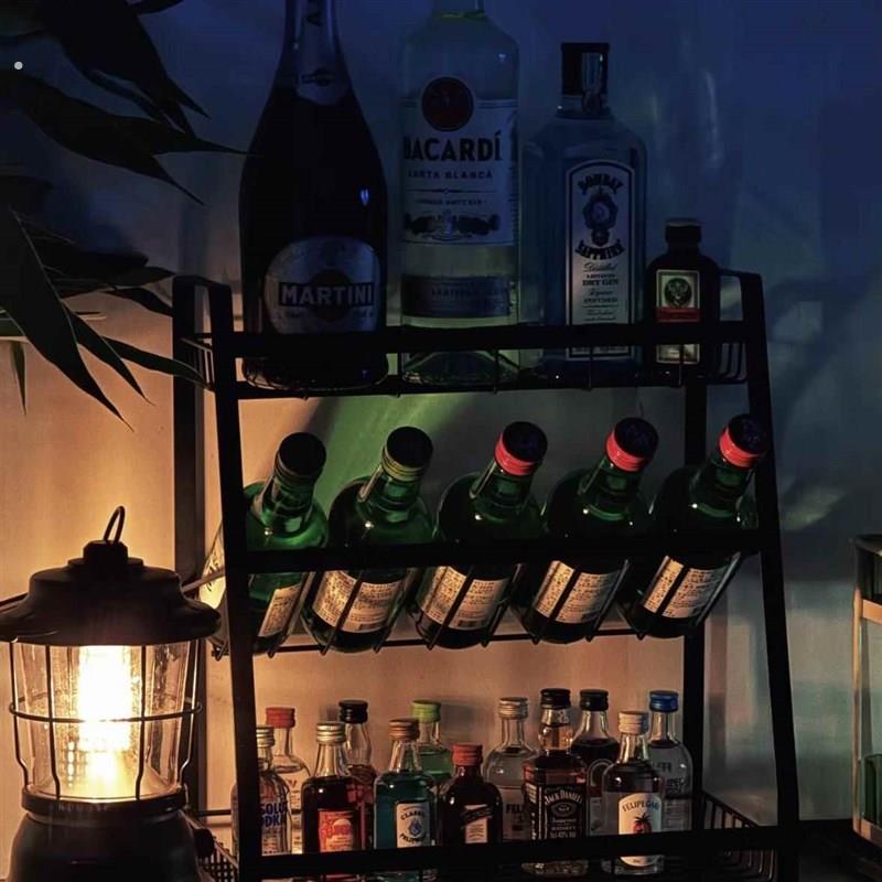 酒架置物架简约铁艺桌面红酒架展示架多层家用小型饭厅桌上酒柜子