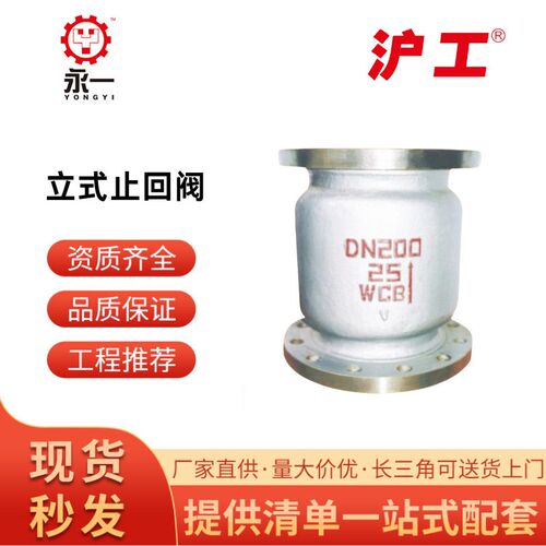 上海沪工阀门304不锈钢立式止回阀 H42W-16P法兰逆止H41WDN50 100