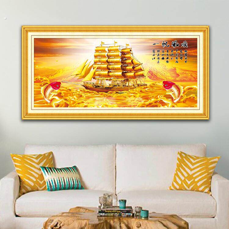 自粘画壁画中堂客厅沙发家居背景墙一帆风顺帆船装饰画贴纸