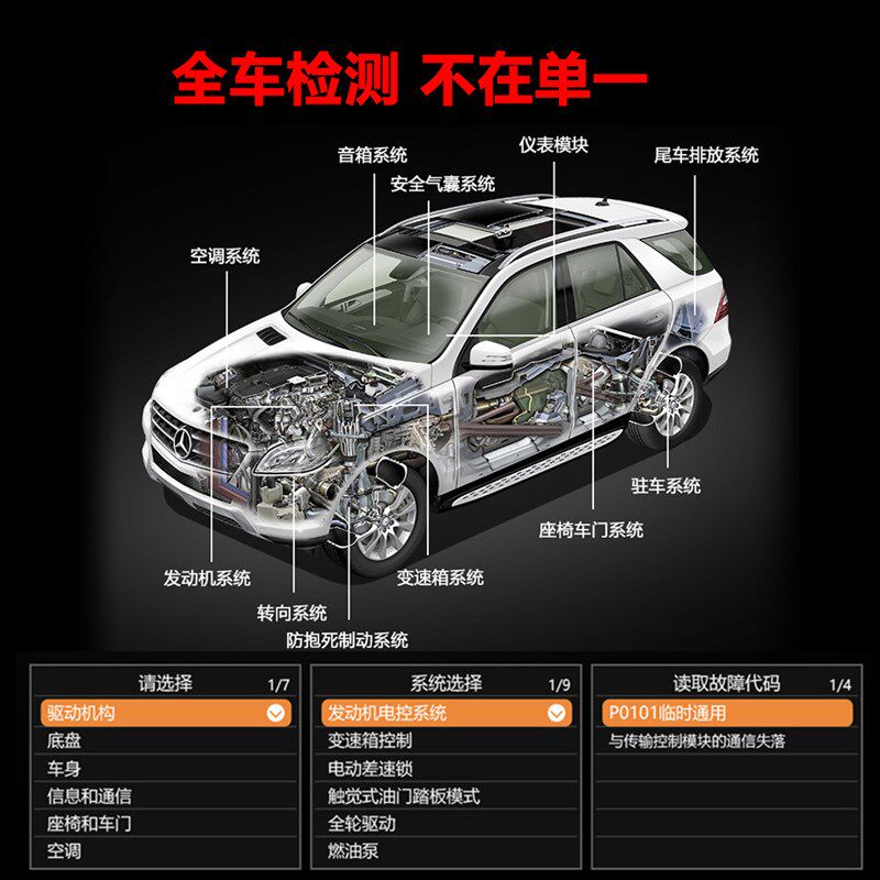 汽车诊断仪检测仪发动机abs变速箱安全气囊年审车架号读取OBD就绪
