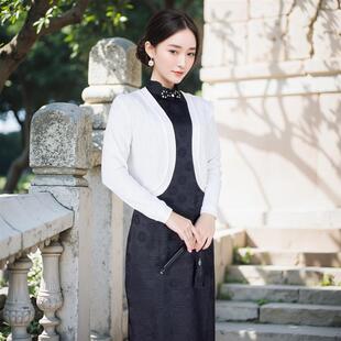 春秋镂空针织开衫女薄款配旗袍披肩小外披防晒外套短款小坎肩外搭