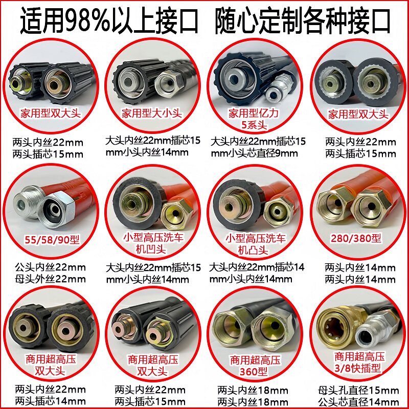 高压洗车机水枪专用出水管洗车泵配件大全防爆管黑猫清洗机钢丝管