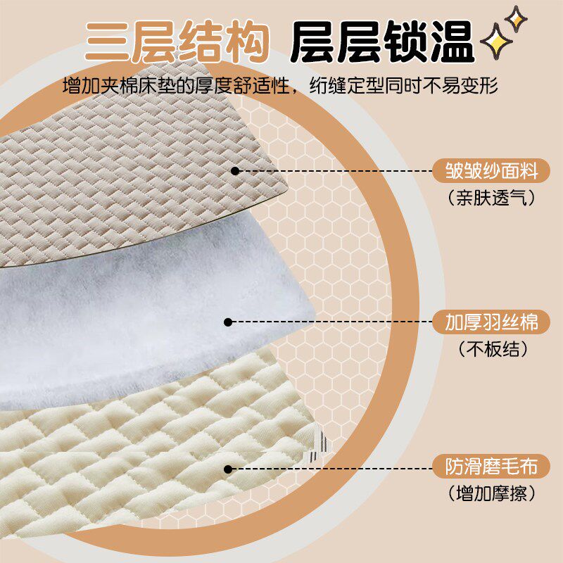 床垫软垫棉花夹棉床护垫家用薄款防滑床褥垫学生宿舍单人垫被褥3