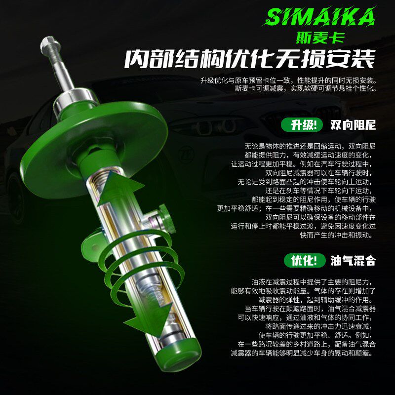 升级汽车改装可变阻尼软硬可调节减震器避震气囊空气悬挂气动绞牙