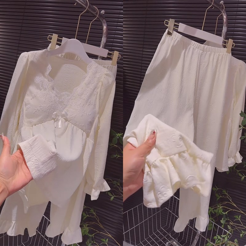 秋季新款韩版公主风纯欲睡衣女法式少女减龄甜美休闲家居服套装