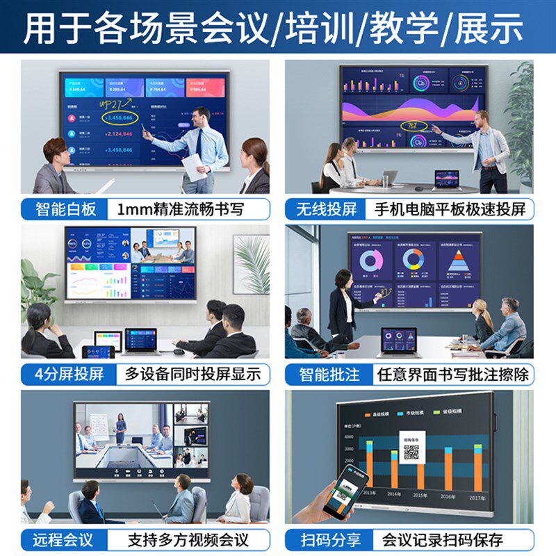 教学会议All65/75/85/100寸触控电子白板多媒体触控屏幕平板电视