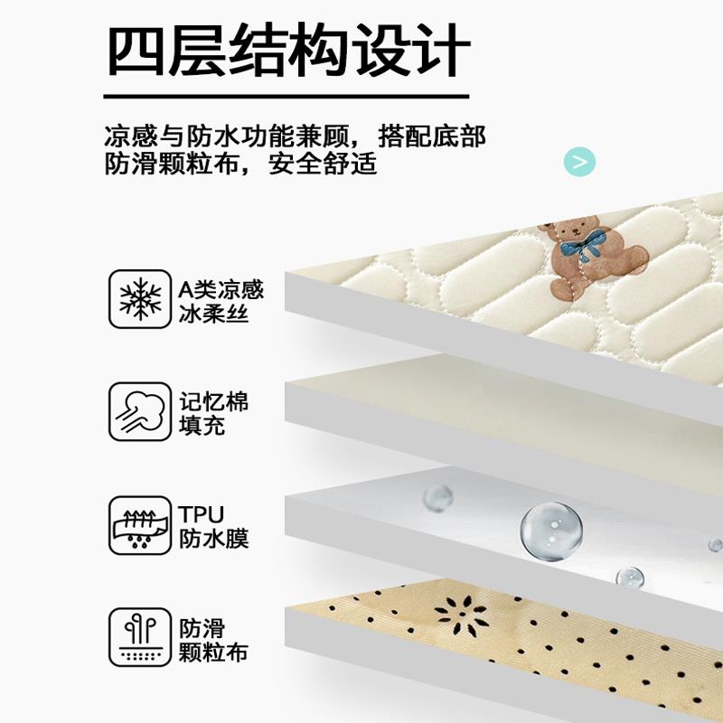 冰丝防水床垫夏季儿童隔尿垫凉感透气大尺寸姨妈垫可机洗防滑护垫
