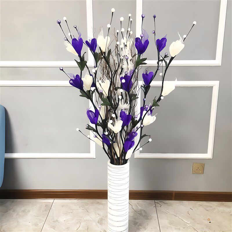 叶脉假花仿真花摆设客厅落地花装饰摆件干花花束干枝插花永生花艺