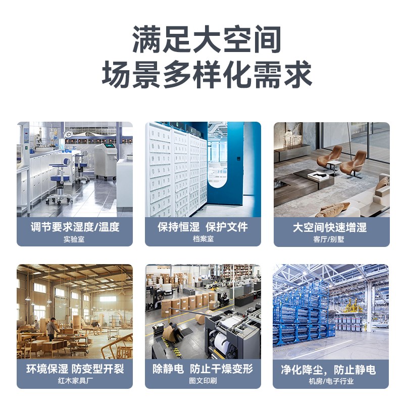 大容量无雾湿膜机空气净化大型工业加湿器家用实验室机房工厂雪茄
