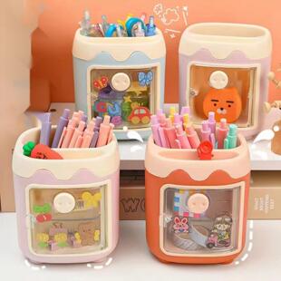 可爱小猪笔筒儿童文具卡通文具盒多功能收纳盒学生笔筒中性
