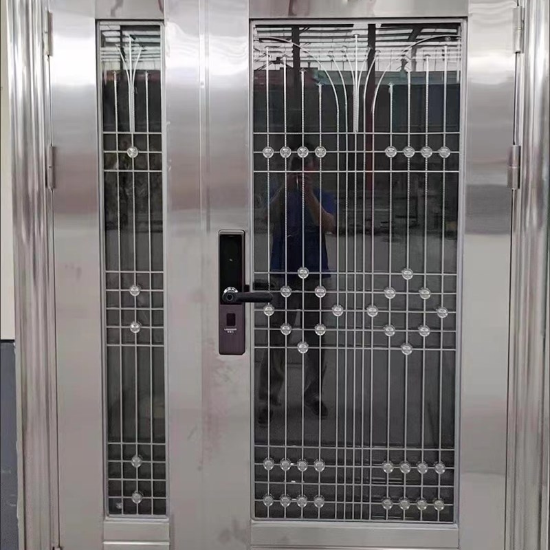 包邮现货304子母门双开加厚不锈钢防盗门灯笼入户门农村家用进户