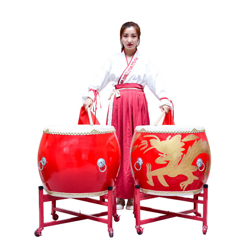 正宗牛皮鼓中国鼓大鼓锣鼓牛皮鼓中国红鼓舞蹈专用节奏鼓鼓架立式图片