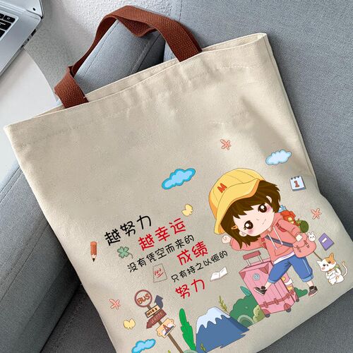 帆布包女夏学生手提袋拎书袋补习补课布袋子2023年新款手提包定制