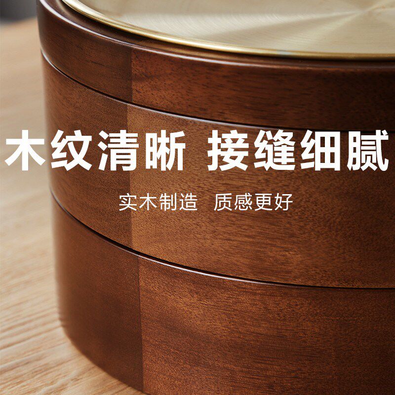 干果收纳盒木质新中式茶几果盘多层旋转现代轻奢家用客厅分格果盒