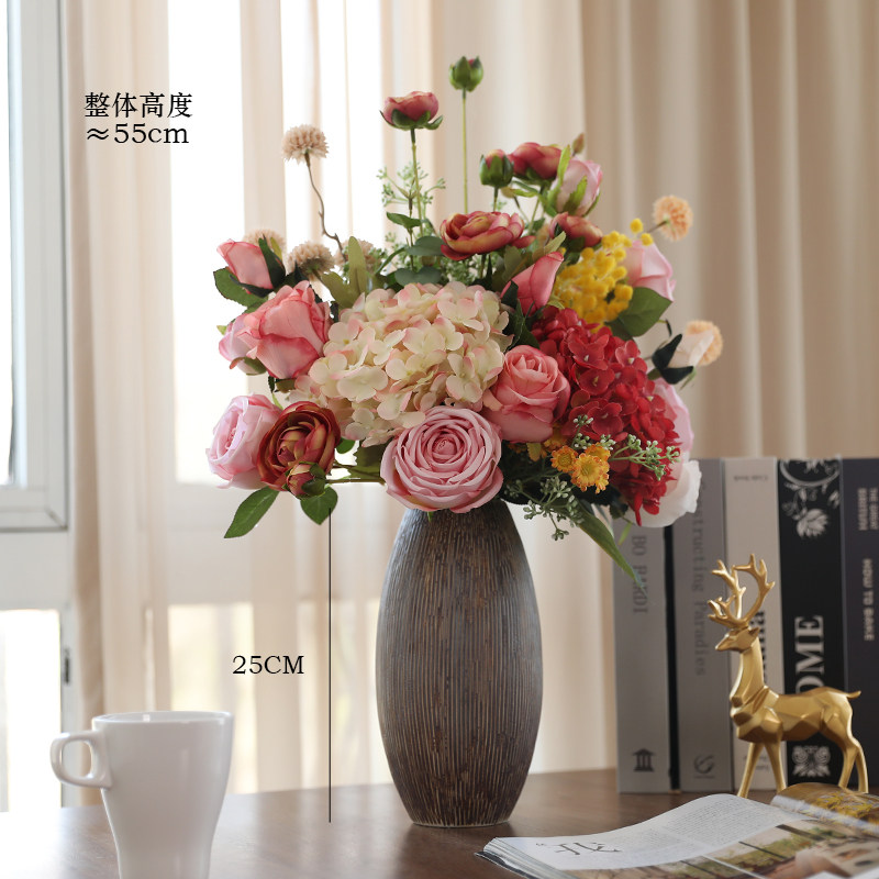 高档仿真花客厅装饰摆件花高级感餐桌摆设假花玫瑰花北欧干花花束