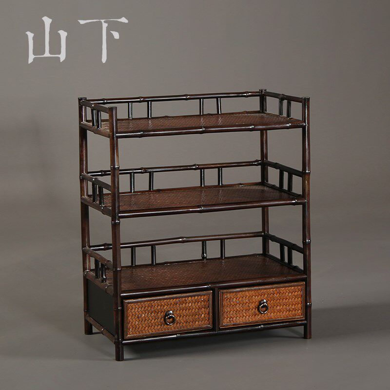 紫竹桌面茶棚竹制茶具收纳架复古博古架茶杯茶壶展示架古玩菖蒲架