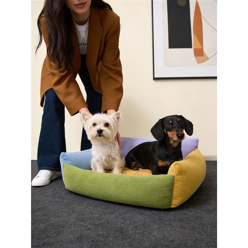多色拼接方形狗窝小型犬宠物沙发四季通用保暖舒适狗屋