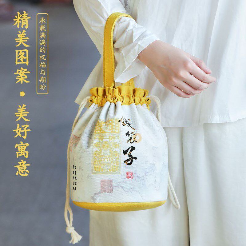 钱袋子帆布包化妆品收纳布袋暴富发财文创上班斜挎单肩手提包学生