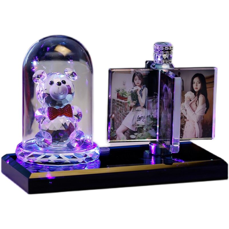 水晶相框摆台高级感照片定制diy来图定做婚纱照情侣 创意宝宝摆件