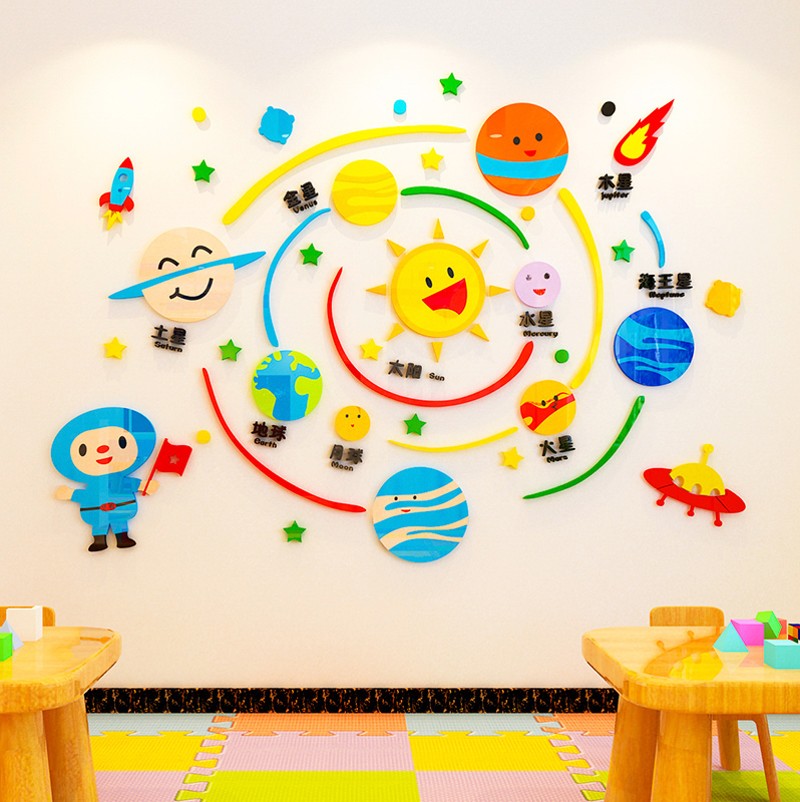 3d立体墙贴纸自粘幼儿园环创材料儿童房间布置卧室床头墙面装饰画