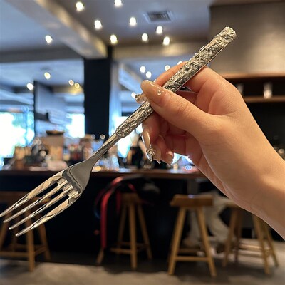 含泪出 实物巨好看~创意岩石纹牛排刀叉套装304不锈钢西餐餐具