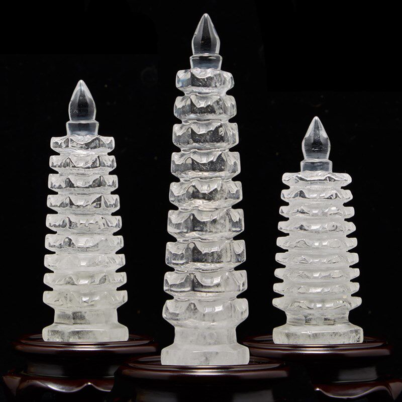 古玄空天然白水晶九层十三层文昌塔摆件 精品家居工艺品 装饰品