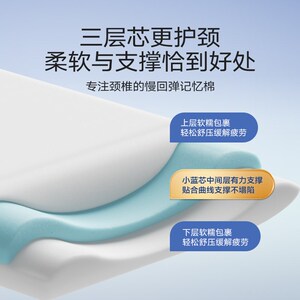 可韵小蓝芯深睡枕护颈椎助睡眠睡觉专用记忆棉枕头护颈枕成人枕芯