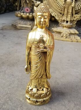 纯铜南无阿弥陀佛像接引佛摆件家居供奉属猪属狗本命佛摆设
