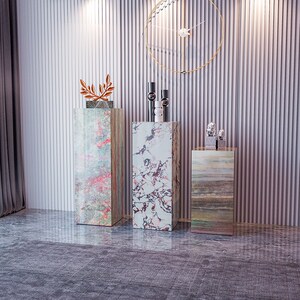 梵高印象意式奢石岩板花架子高端客厅家居酒店展厅商用摆件展示台