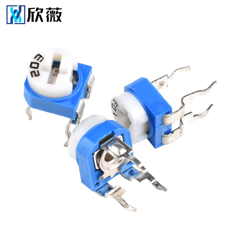 (500只)RM065卧式蓝白可调电位器电阻101/501/102/103/201/503