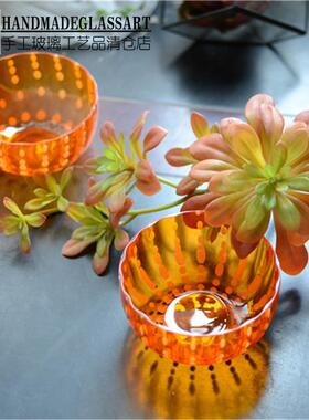 出口日韩橙色无铅玻璃多用小果盘果篓沙拉碗冰淇淋碗时尚艺术礼品