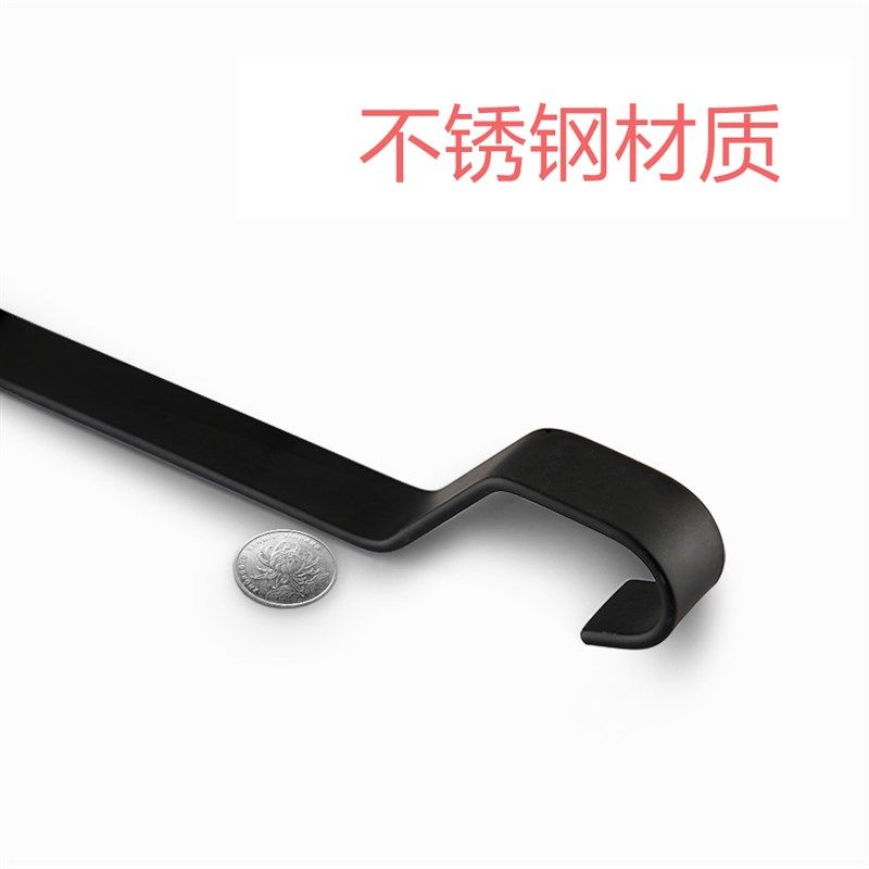 不锈钢免打孔壁挂式厨房置物架黑色挂墙悬挂收纳墙上挂架挂件挂杆