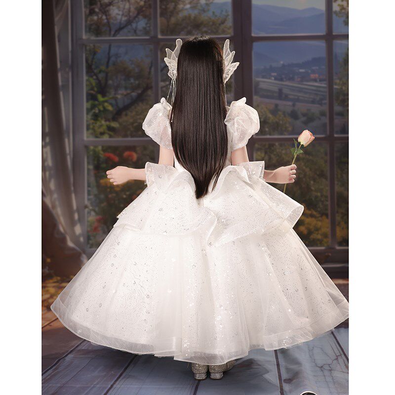 儿童礼服女童主持人花童婚纱小众轻奢女孩钢琴演奏生日公主裙高端