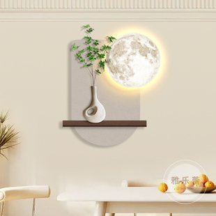 饰画治愈系发光灯画客厅走廊过道挂画 侘寂风立体砂岩实物画饭厅装