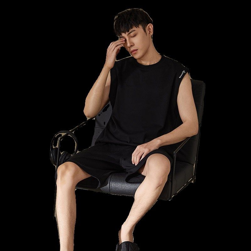 2024年新款夏季睡衣男士纯棉背心无袖短裤薄款男士大码家居服套装