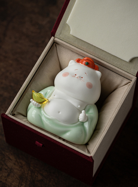 创意招财猫小摆件可爱陶瓷工艺品家居客厅酒柜软装饰品治愈系礼物