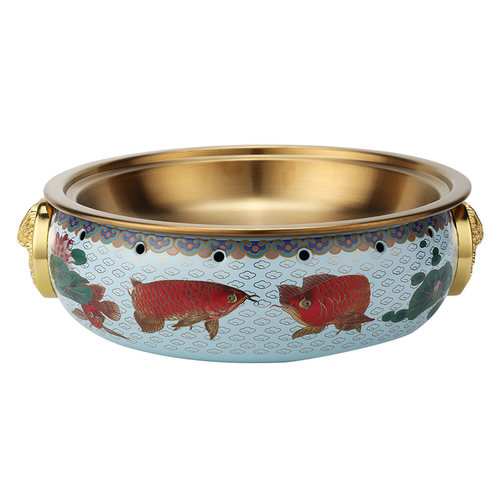 商用不锈钢鱼头锅酒精炉圆形干锅炉鱼片煲鱼头汤锅水煮鱼不粘锅仔