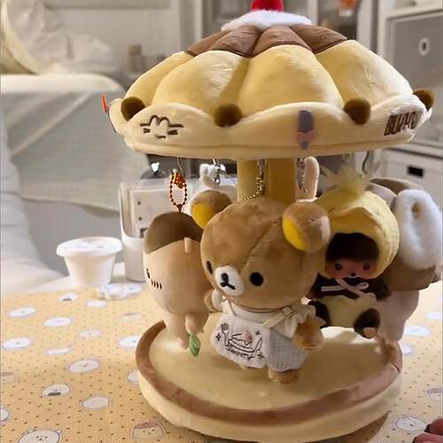 给娃们一个家！旋转收纳娃屋毛绒娃娃木马可手动旋转可爱毛绒摆件
