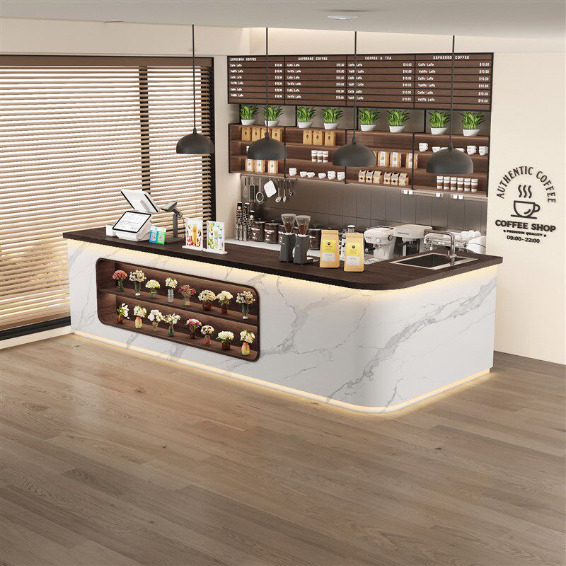现代简约花店操作台水果店果切台桌水吧台奶茶店吧台咖啡店收银台