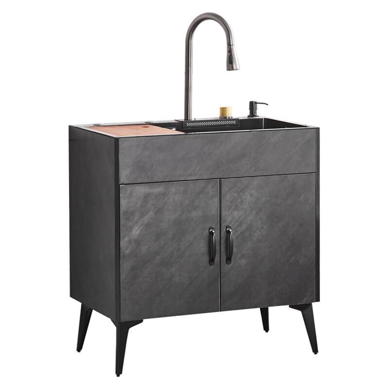 简易水槽一体柜不锈钢水盆家用厨房洗菜盆橱柜洗碗池套餐