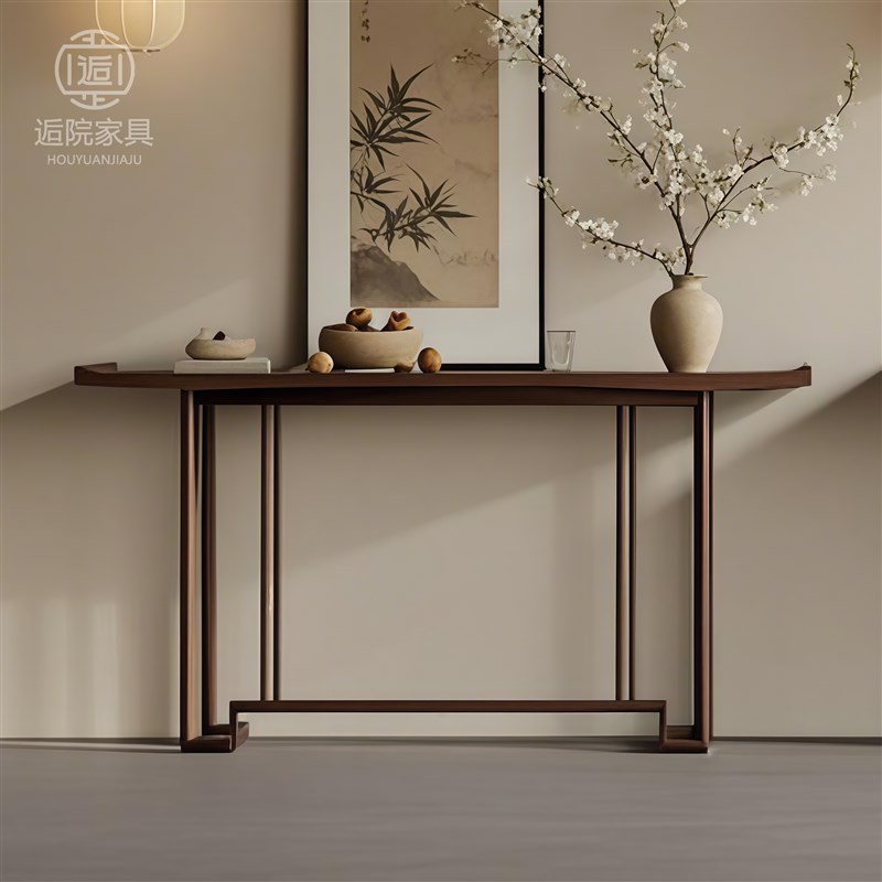 新中式实木玄关桌简约现代门厅玄关台宋式走廊端景台靠墙条案定制