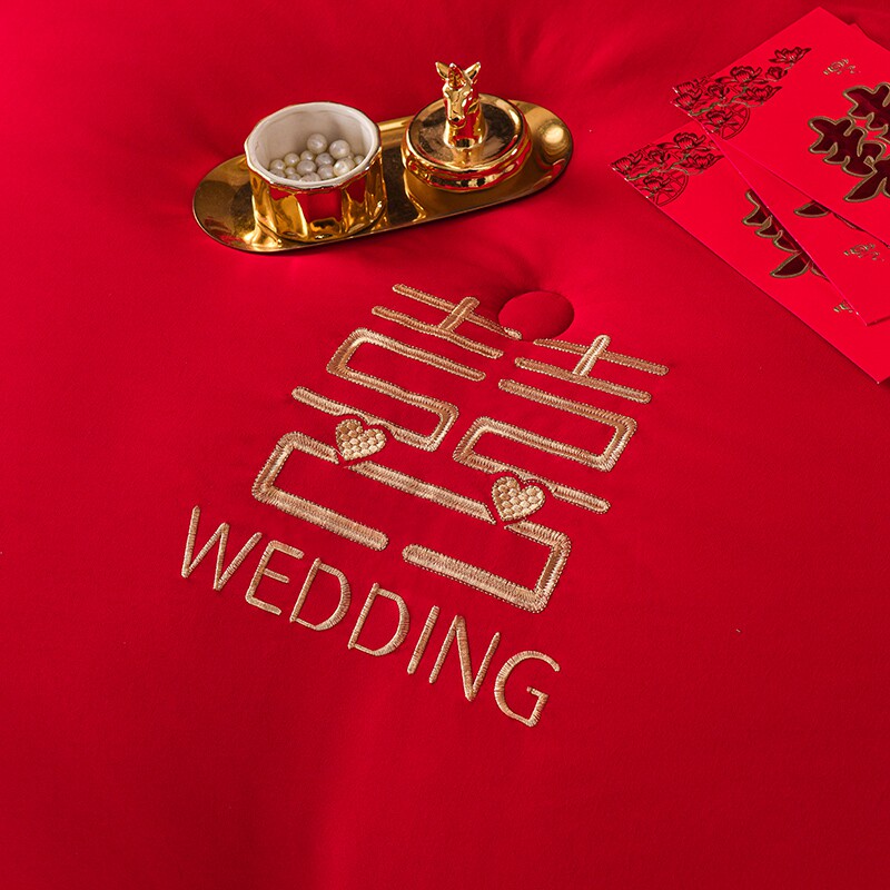 婚庆大红色大豆纤维被子四季通用单双人加厚冬被芯结婚喜被褥陪嫁