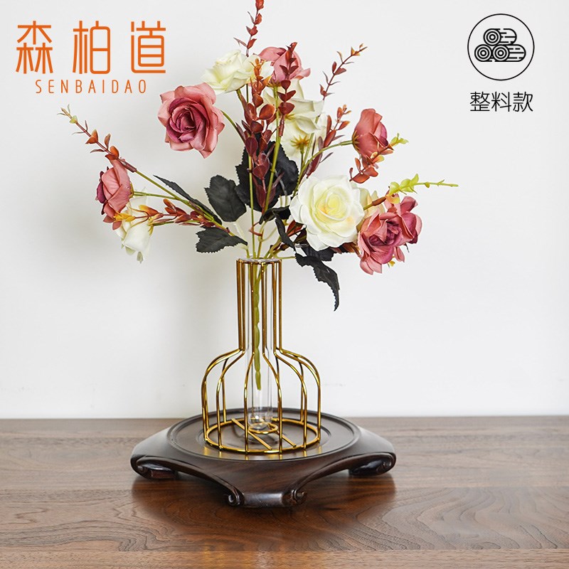 黑檀整料圆形实木底座紫砂壶瓷器花瓶古董葫芦香炉鱼缸木托架