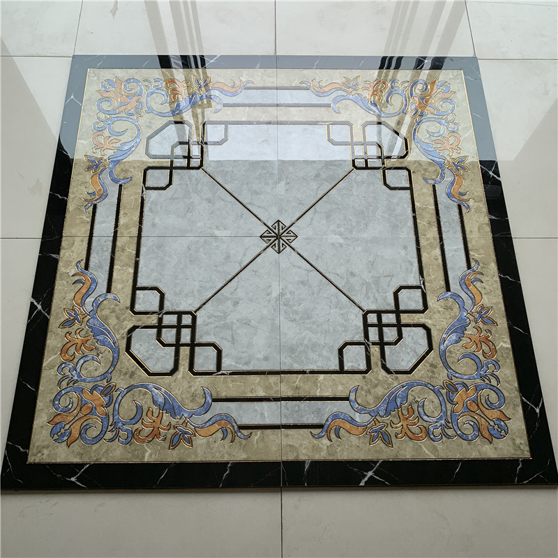 客厅拼花瓷砖灰色新中式微晶石走廊地板砖入户玄关地毯砖过道包邮
