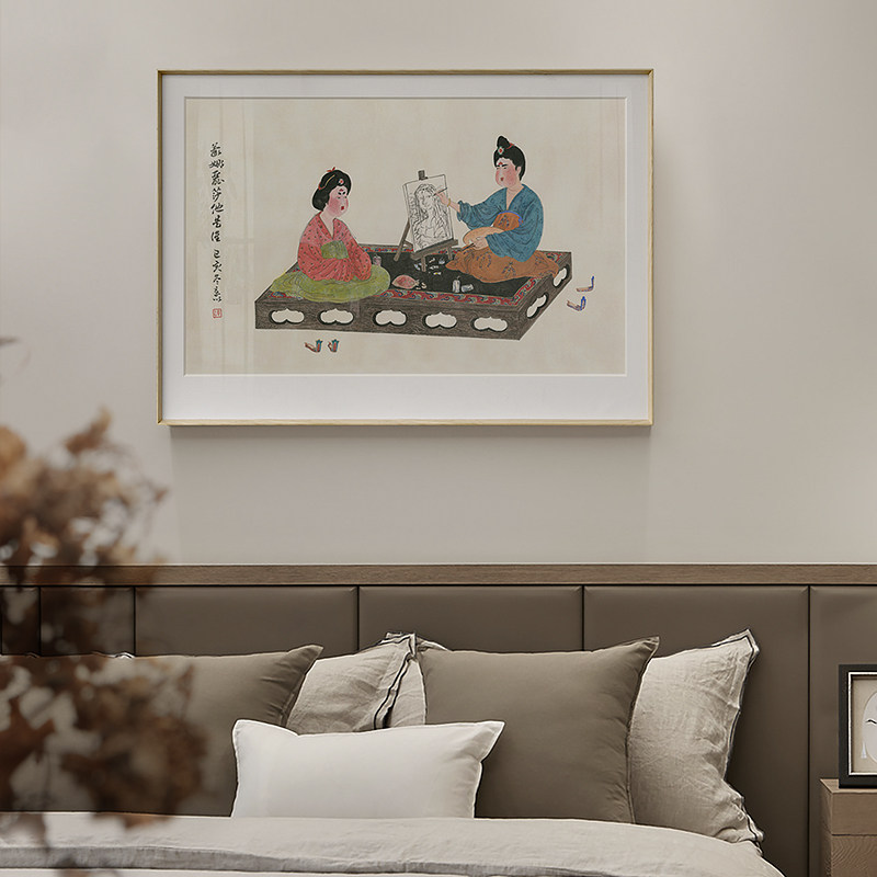 新中式水墨挂画 客厅装饰艺术仕女图 茶室古风墙面挂画