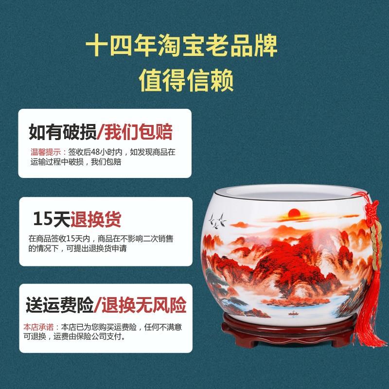 景德镇陶瓷聚宝盆鸿运当头摆件中式家居饰品客厅玄关工艺品摆件