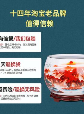 景德镇陶瓷聚宝盆鸿运当头摆件中式家居饰品客厅玄关工艺品摆件