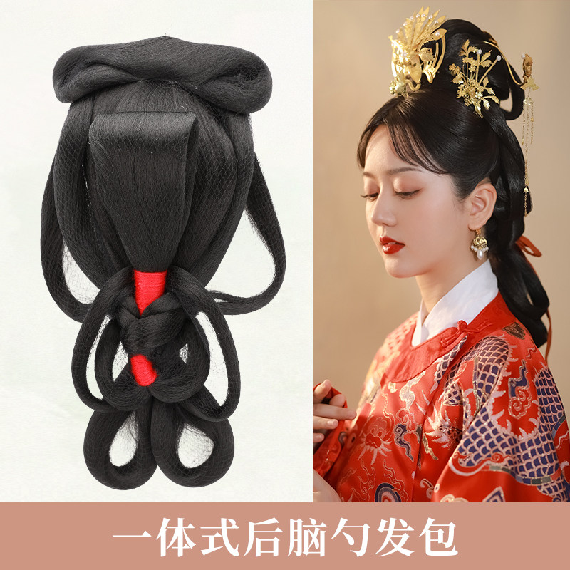 古装假发汉服复古发箍发片一体式发套发型懒人手残党头套古风发包