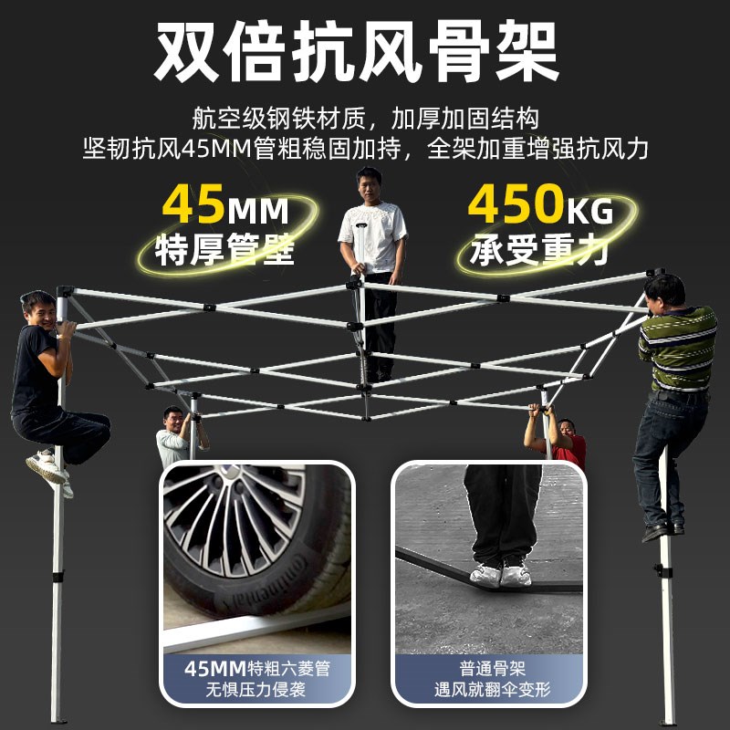 帐篷摆摊用加厚防雨布隔热遮阳伞室外雨棚折叠伸缩式棚子四脚大伞