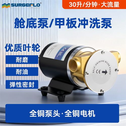 FIP-3200甲板冲洗泵船舶游艇排水舱底泵12V24V正反转叶轮全铜压头